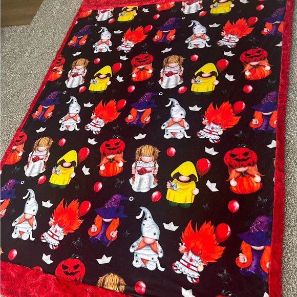 Other - Plush Halloween Theme Minky Blanket, Spooky Gnomes Minky Blanket Adult